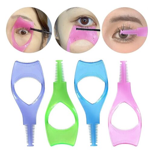 Mascara Shield Guard 4 Pcs Lash Buddy Tool Mascara Guard Eye Lash Applicator, Makeup Cosmetic Lash Guard, Eyelash Tool 3 in 1 Upper Lower Mascara Applicator Tool