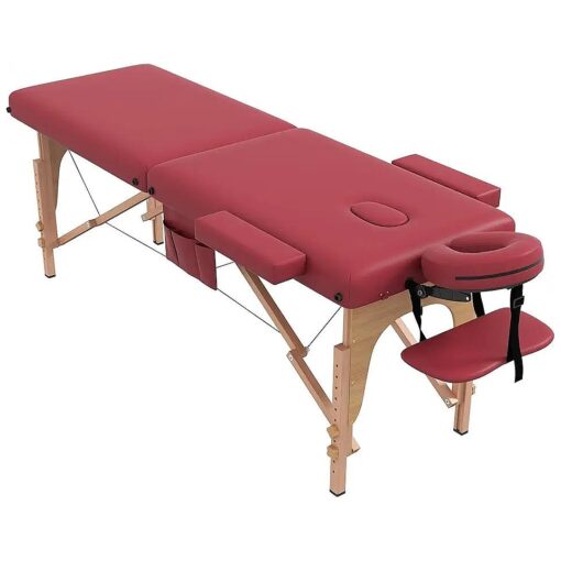 civama Massage Table Massage Bed Portable, 29 LBs Light Weight Foldable Tattoo Facial Care Spa Lash Bed Aluminum Frame with Accessories Carrying Bag, Burgundy