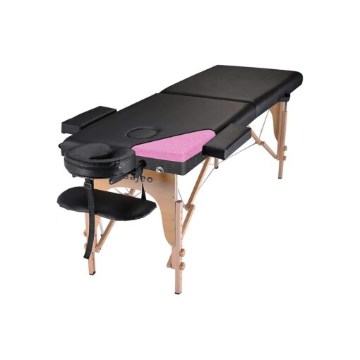 Professional Massage Table Portable Massage Bed for Spa Salon Tattoo Esthetician Lash Reiki, Adjustable Height 84" Long & 500 LBS Load Capacity, Black ( 2-Section )