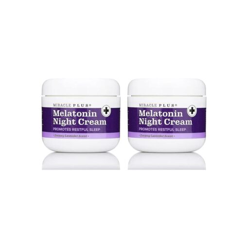 Melatonin Sleep Night Cream W/Lavender & Chamomile, Massage Melatonin Skin Care Night Lotion Into Skin To Help Promote Better Rest, Ease Jet Lag & Regulate Sleep Patterns, 4 Oz ( 2-Pack )