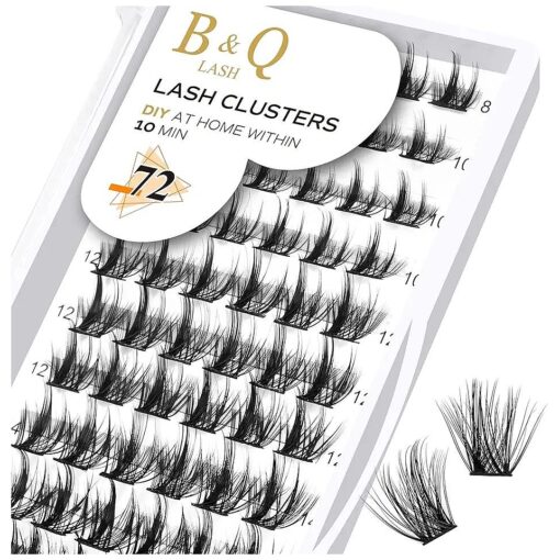 B43 D Curl 8-16MIX Eyelash Extensions 72 Clusters C D Curl B & Q LASH Wispy Volume Individual Lashes Cluster DIY at Home ( B43, D-8-16MIX )