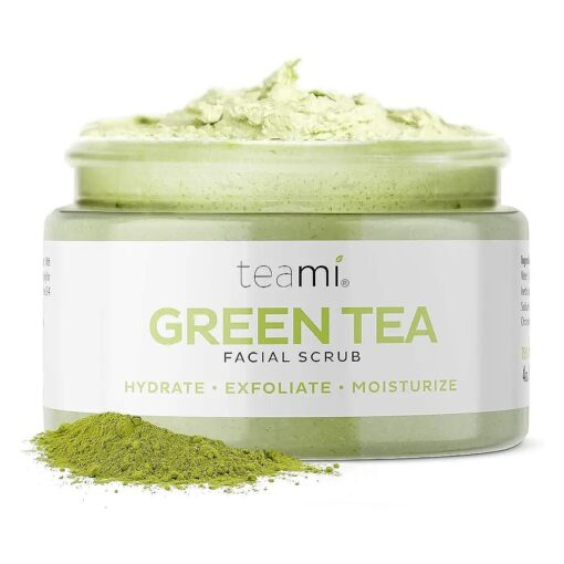 Teami Matcha Green Tea Facial Scrub For Hydrating, Moisturizing, and Exfoliating, Natural Exfoliating Body & Face Scrub, Organic Face Exfoliator Sugar Scrub with Lemongrass, Non-Greasy Face Exfoliant