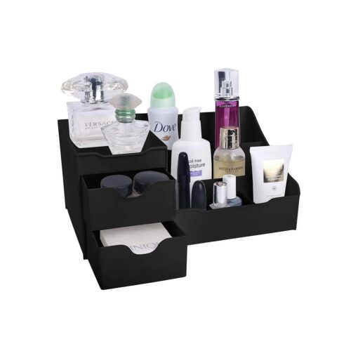 Mantello Bathroom Organizer Countertop- Make Up Organizers and Storage-, Makeup Organizer for Vanity- Black