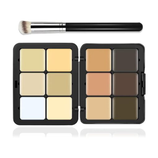 12 Colors Cream [ Contour+Concealer ] Makeup Palette for Cheeks - Multi-functional Makeup Palette with Brush, Natural Matte Long Wearing, Waterproof Blendable Face Makeup Palette ( # 03 )