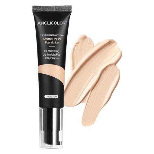 Matte Oil Control Concealer Foundation Flawless Soft Long Lasting Foundation Makeup, Waterproof Full Coverage Face Makeup Strong Concealer Foundation for Oily Acne Skin,1fl.oz ( # 102 Nude )