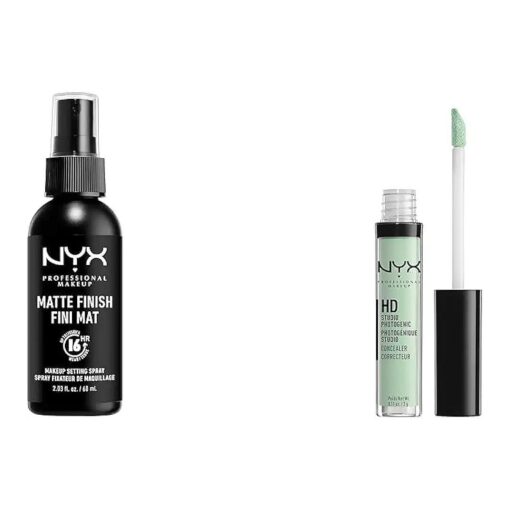 NYX PROFESSIONAL MAKEUP Matte Setting Spray 16HR Wear and HD Studio Photogenic Concealer Wand Medium Green