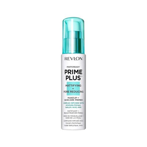 Revlon Face Primer, PhotoReady Prime Plus Face Makeup for All Skin Types, Blurs & Fills in Fine Lines, Infused with Salicylic Acid and AHA, Mattifying & Pore Reducing, 1 Oz