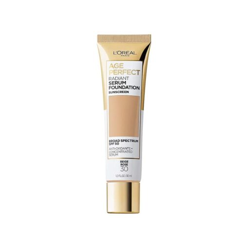 L'Oreal Paris Age Perfect Radiant Serum Foundation with SPF 50, Beige Rose, 1 fl, oz .