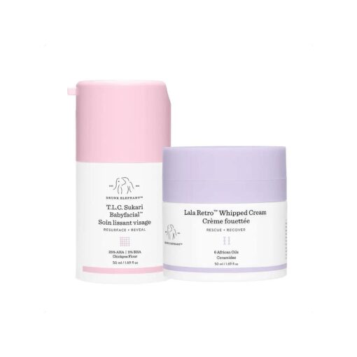 Full Sized Retro Renew Facial Duo - Skin Renewal Facial Duo, T.L.C, Sukari Babyfacial ( 50 mL / 1.69 Fl Oz ) Lala Retro Whipped Cream Facial Moisturizer ( 50 mL / 1.69 Fl Oz )