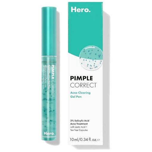 Pimple Correct Acne Clearing Gel Pen from Hero Cosmetics - Maximum Strength 2 % Salicylic Acid, Non-Drying Formula for Early Stage and Emerging Pimples ( 1 Count )