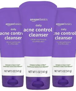 Basics Daily Acne Control Cleanser, Maximum Strength 10 % Benzoyl Peroxide Acne Medication, 5 Ounce, Pack of 3