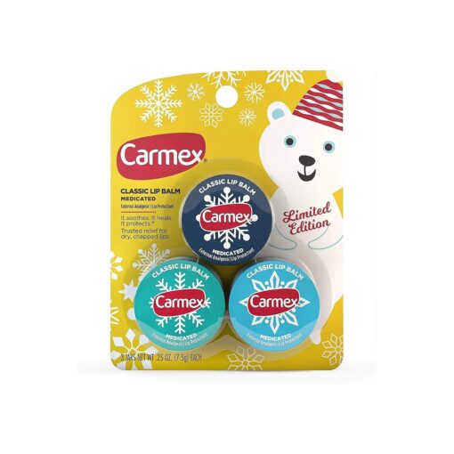 Carmex Medicated Lip Balm Jar, Limited Edition Holiday Lip Balm Pack of 3 ( 1 )