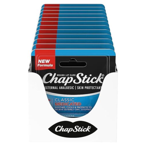 ChapStick Classic Medicated Lip Balm Tubes, Chapped Lips Treatment and Skin Protectant - 0.15x12 Oz