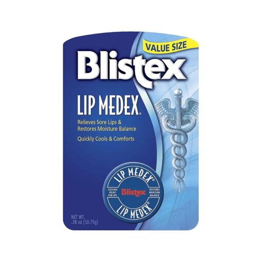 Blistex Lip Medex Lip Balm, 0.38 Ounce Jar, Pack Of 12 - Medicated Lip Balm & Cooling Lip Care, Lip Moisturizer For Dry Cracked Lips, Fast Relief For Sore Lips