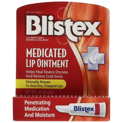 Blistex Medicated Lip Ointment, Lip Protectant, 0.21 oz, 3 boxes of 2 tubes ( Total of 6 tubes )