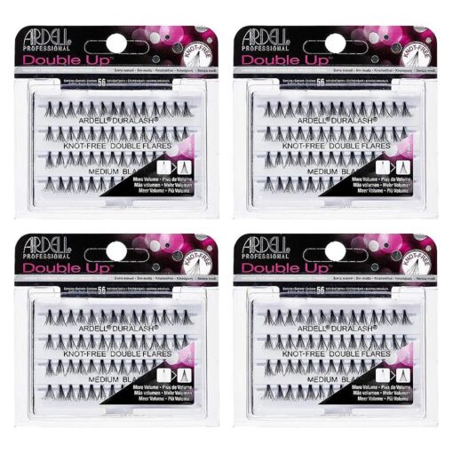 Ardell False Eyelashes Double Up Individuals Knot-Free Medium Black 4 Pack