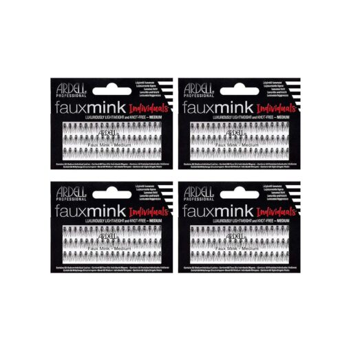 Ardell False Eye Lashes Faux Mink Individuals Medium Black 4 Pack