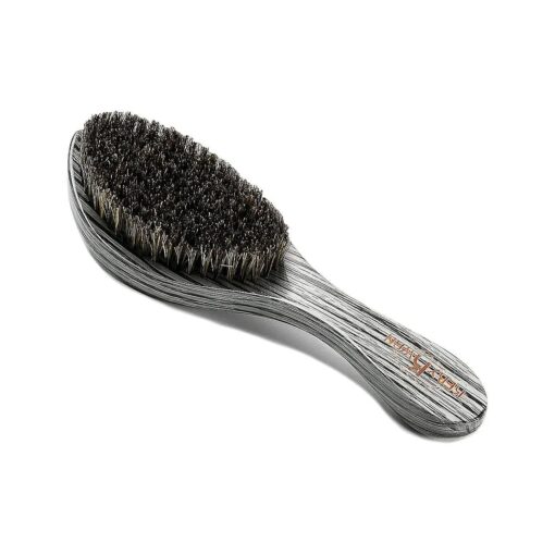 Wave Brush Medium Hard Curve Wave Brush Reinforced Pure Black Boar Great for Wolfing Creating 360 Layer Hair Waves, Gray