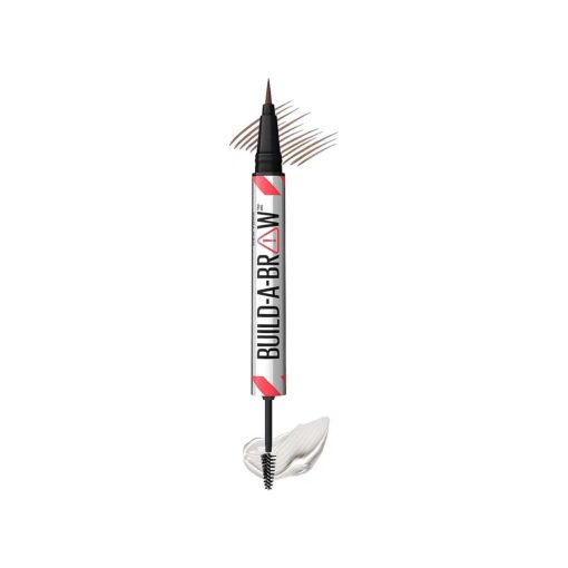 Maybelline Build-A-Brow 2-in-1 Brow Pen and Sealing Brow Gel, Eyebrow Makeup for Real-Looking, Fuller Eyebrows, Medium Brown, 1 Count