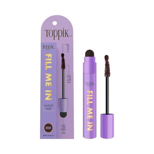 Toppik Fill Me In Hairline Filler, Hair Color Root Touchup, Hair Fibers Wand, Fills In Thinning Hairline, Hair Styling Product, 0.176 oz ( 5 g ) Medium Brown