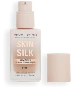 Revolution Beauty, Skin Silk Serum Foundation, Light to Medium Coverage, Lightweight & Radiant Finish, Contains Hyaluronic Acid, F10.5 Medium Skin Tones, 0.77 Fl, Oz .