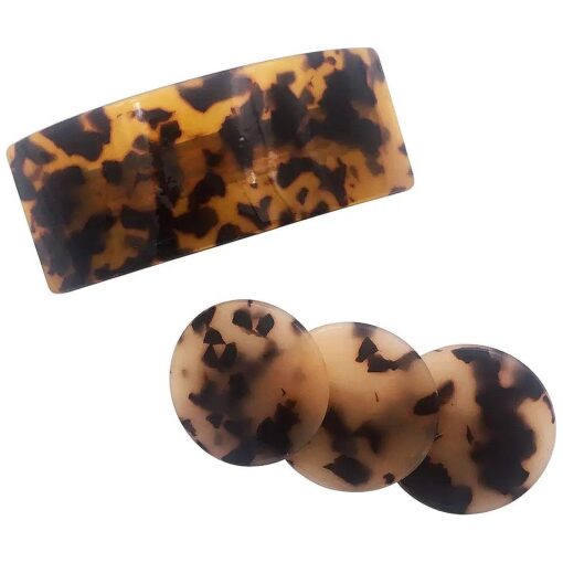 Medium French Barrette Clip Grip Set Tortoise Shell Pattern For Women