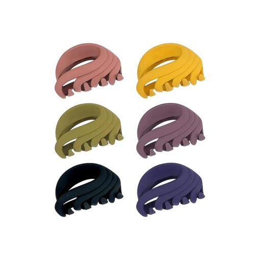 Medium Hair Claw Clips for Thin Hair, 2.6 Inch Strong Matte Flower Jaw Hair Clips for Women Girls Kids, Non Slip Hair Clamps with Gift Box for Fine Hair/Medium Thick Hair ( 6 Packs ) ( multi colors )