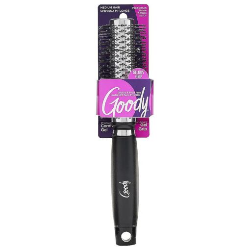 GOODY Gelous Grip Round Brush, Black, Purple or Red, 1CT ( Color Will Vary )