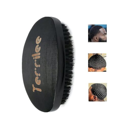 Premium Palm Wave Brush - Medium Hard Palm Curved Wave Brush for Men - Made with Nature Beech & Black Mix Bristle Men 's Hair Brush Wave Brush For Men 360