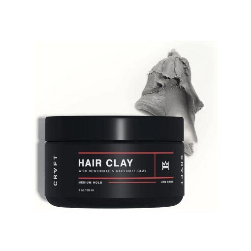 CRVFT Hair Clay 2oz | Medium Hold/Zero Shine Matte Finish | Add Volume & Texture | Ideal for Textured, Short & Medium Styles | Reworkable | [ High Density ] Clay Base, Stylist Approved [ Unscented ]