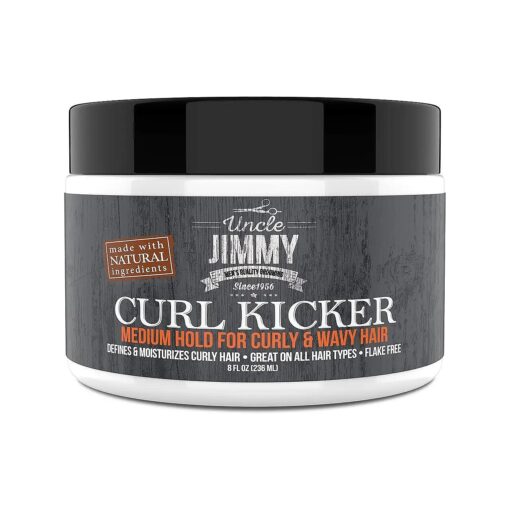 Uncle Jimmy Curl-Kicker Hair Cream for Men - Medium Hold Forming Cream - Flake Free Hair Styling Cream with Black Seed Oil and Honey 8 Fl Oz