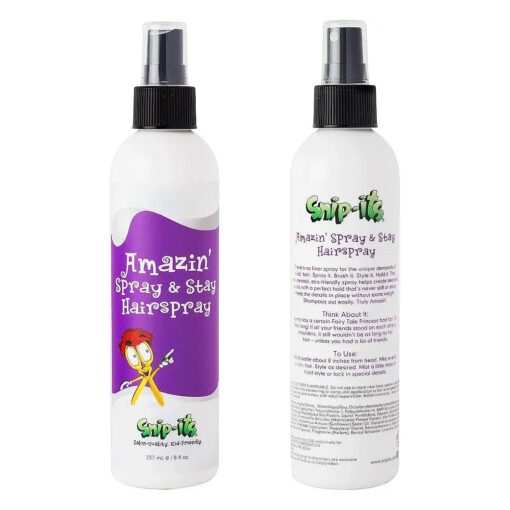 Amazin ' Spray & Stay Kids Hair Spray 8oz | Medium Hold Kids Hair Styling Product - Non-Aerosol Hairspray with Fresh Smell - Made in USA with Natural Ingredients | Salon Quality Kid Friendly