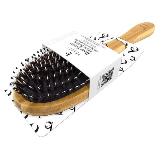 Beauty by Earth Boar Hair Brush - Medium Sized Bamboo Paddle Brush - Unisex Hair Brush for All Hair Types