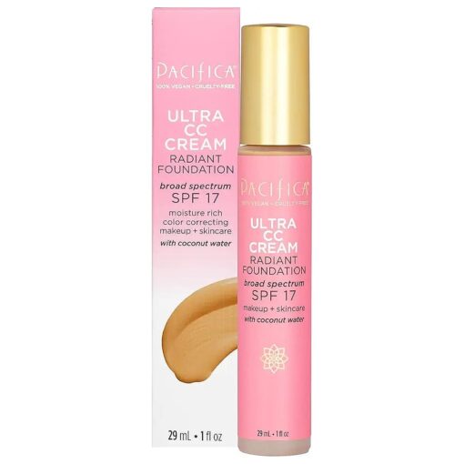 Pacifica Beauty | Ultra CC Cream Radiant Foundation - Warm/Medium | 100 % Physical Broad Spectrum SPF 17 | Color Correcting Cream for Radiant Glowing Skin | Clean Makeup | Vegan & Cruelty Free