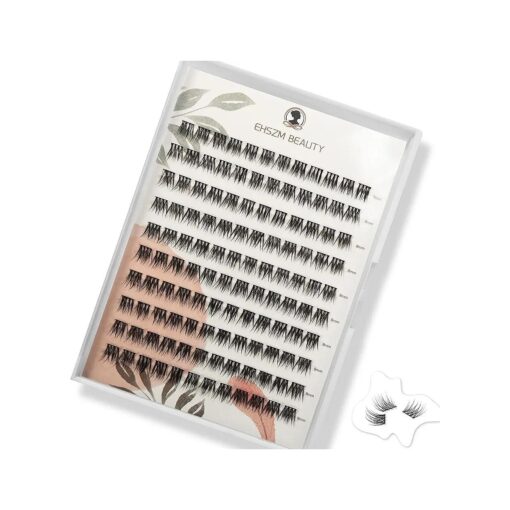 Natural Wispy Look, DIY Short Lash Clusters,8mm, Mega Individual lash Extensions, C Curl, Lightweight, Easy to Apply, EHSZM BEAUTY