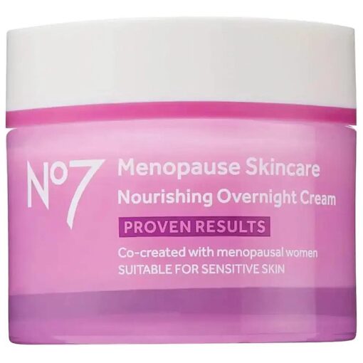 No7 Menopause Skincare Nourishing Overnight Cream - Hydrating Hyaluronic Night Cream for Dry, Sensitive Menopausal Skin - Skin Firming Lipids, Ceramides + Soy Isoflavones ( 50 ml )