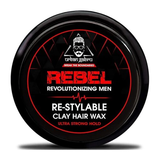 urbangabru Rebel Hair styling clay Wax for Men strong hold- 100 Times Re-Styleable & matte finish with keratin ( safe & natural ) - 85 Gram