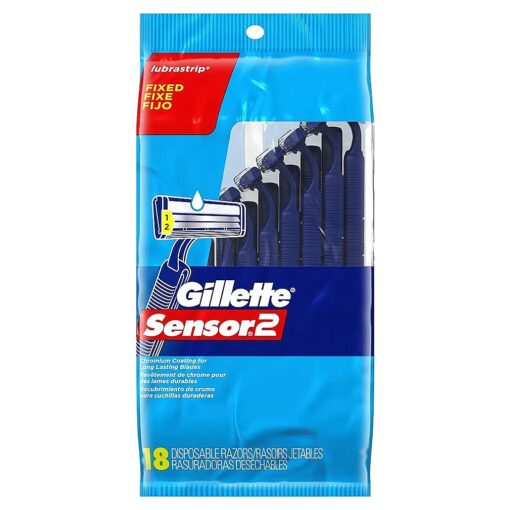 Gillette Sensor2 Disposable Razors for Men, Water Activated Lubrastrip to Help Avoid Skin Irritation, 18 count