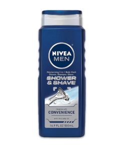 NIVEA Men Shower & Shave 3-in-1 Body Wash - Shower, Shampoo and Shave With Moisture - 16.9 fl, oz Bottle