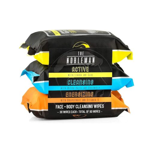 Men 's Active/Cleansing/Energizing Face + Body Cleansing Wipes - 3 Pack ( 90ct )