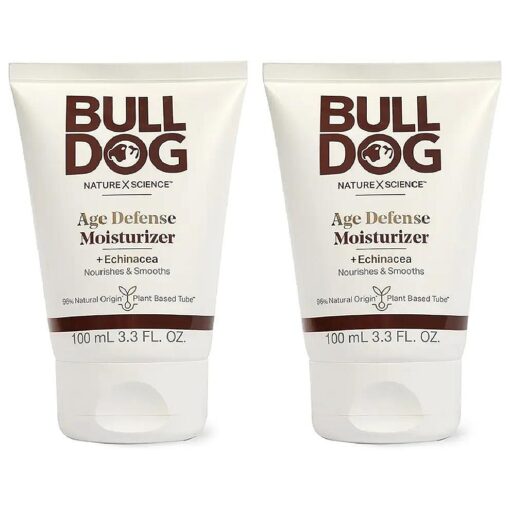 BULLDOG Mens Skincare and Grooming Age Defense Moisturizer, 3.3 Fluid Ounce - Pack of 2