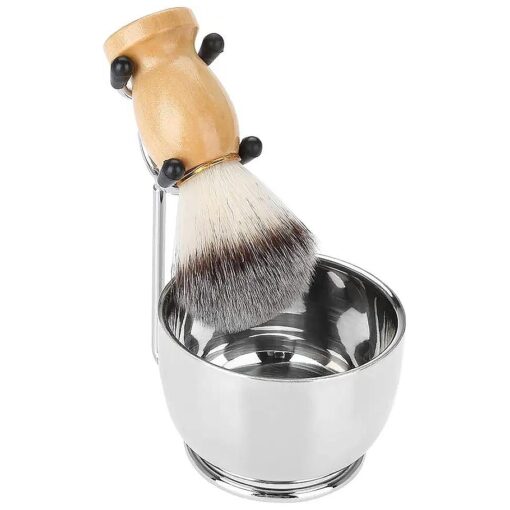 Sonew Beard Shaving Set, Professional Atainless Steel Bowl Holder Brush Shaving Tool Mustache for Men