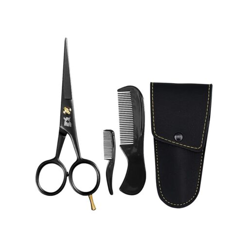 Striking Viking 5" Professional German Beard & Mustache Scissors - Moustache Grooming Kit For Trimming Facial Hair With Beard Scissors Beard Comb Mustache Comb & Carry Case - Moustache Scissor Men