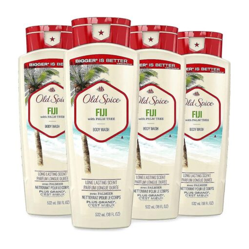 Men 's Body Wash Fiji with Palm Tree, 18 oz ( Pack of 4 )