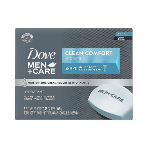 Dove Men+Care Body and Face Bar To Clean and Hydrate Skin Body and Facial Cleanser More Moisturizing Than Bar Soap 3.75 oz 8 Bars ( Pack of 1 )