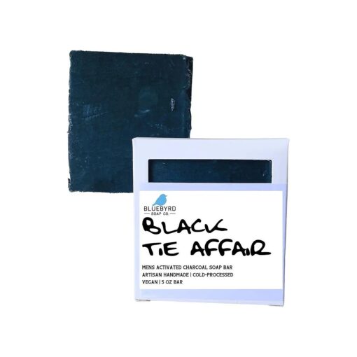 BLUEBYRD Soap Co, Activated Charcoal Natural Soap Bar for Men | Charcoal Helps Acne, Blackheads, Eczema, Psoriasis, Sensitive Skin | Vegan Charcoal Body Soap & Facial Cleanser for Oily Skin ( BLACK )