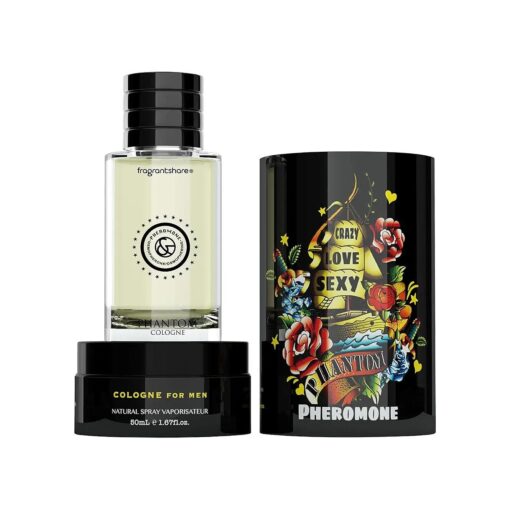 Cologne for Men Spray EDP Contains - Cupid pheromone Cologne for men Perfume Oil Phantom Woody Fragrance ( Fougere ) -1.67oz Portable -Black