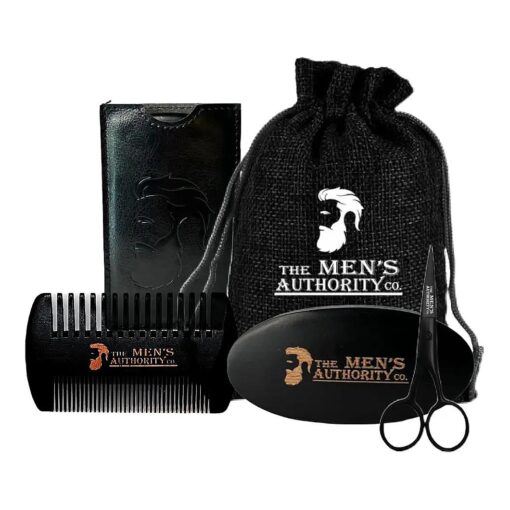 M. A. C. Beard Kit for Men, Beard Grooming Kit Including Boar Bristle Brush, Trimming Scissor, Beard Comb, Case -Beard Care kit with Black Portable Travel Bag