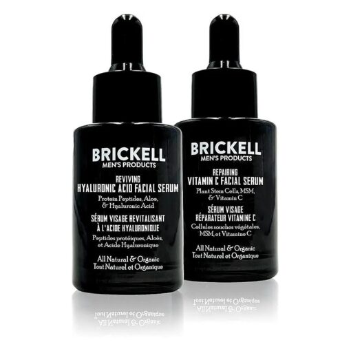 Brickell Men 's Daily Anti-Aging Day and Night Serum Routine, All Natural and Organic, Unscented