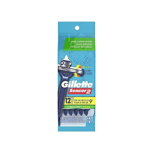 Gillette Sensor2 Pivoting Head + Lubrastrip Men 's Disposable Razors, 12 Count ( Pack of 3, Total 36 Razors )